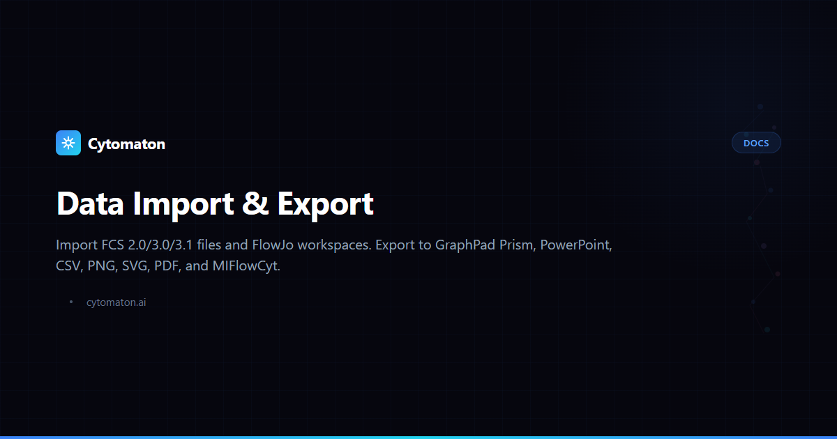 Data Import & Export — Cytomaton Docs